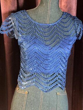 ROYAL BLUE SEQUIN TOP - Size Medium - New